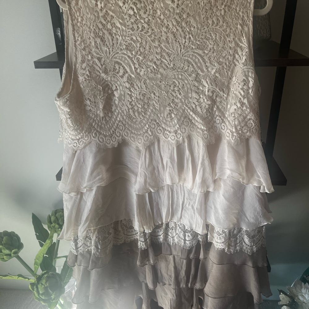 Lace and Ruffle Sleeveless Dress